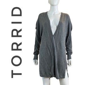 Torrid Long Grey Buttoned Cardigan [790]